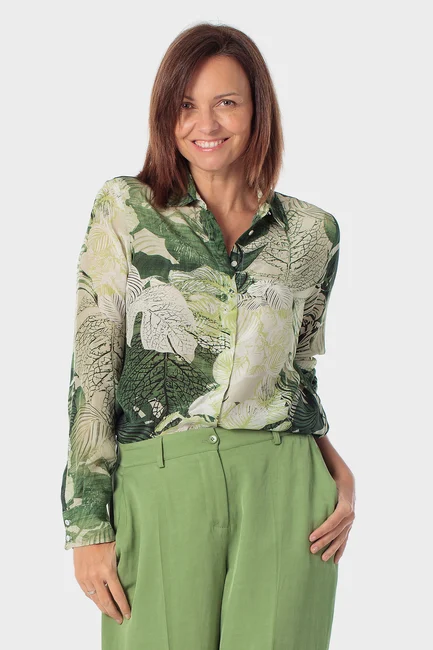 Blouse met bladprint