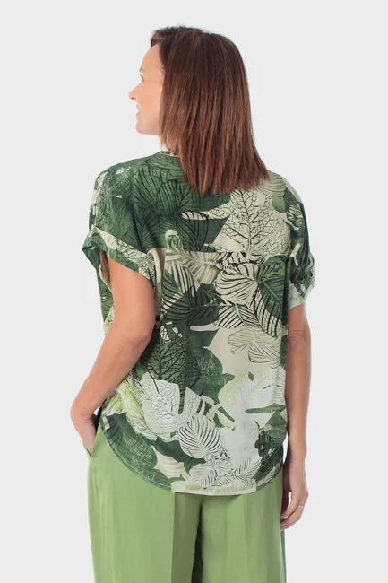 Blouse met bladprint