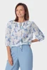Blouse met blauwe print