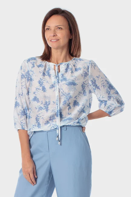 Blouse met blauwe print