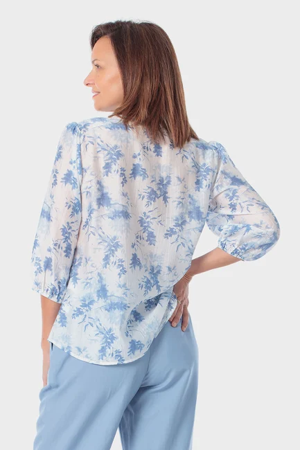 Blouse met blauwe print