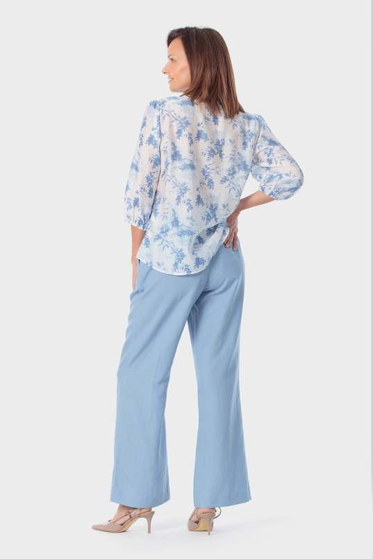 Blouse met blauwe print