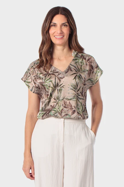 Blouse met botanische print