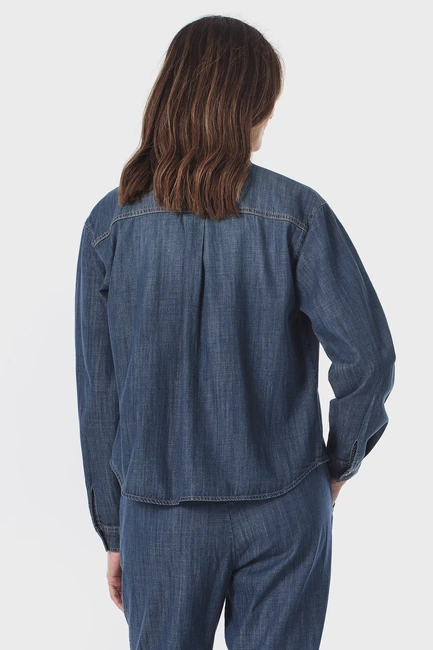 Denim blouse met borstzakken