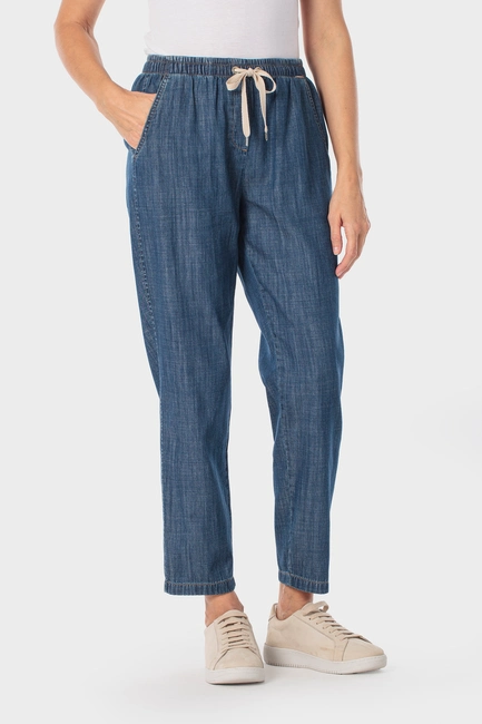 Denimlook broek met strik