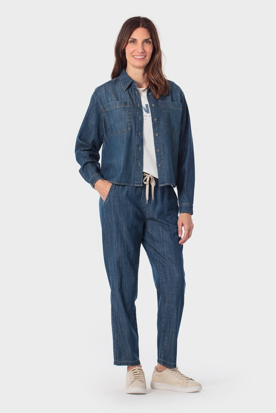 Denimlook broek met strik