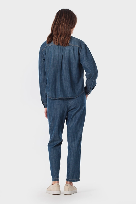 Denimlook broek met strik