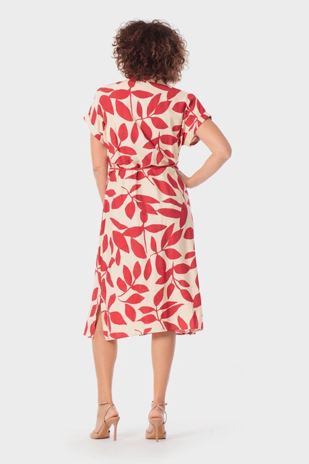 Midi jurk met bladprint