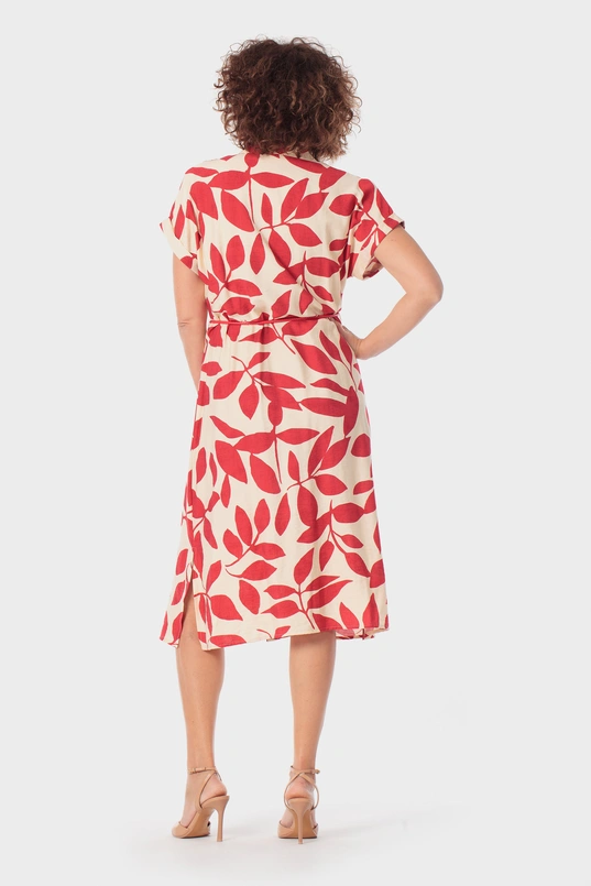 Midi jurk met bladprint