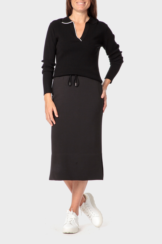 Midi rok met strikceintuur