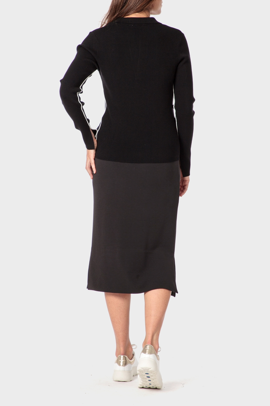 Midi rok met strikceintuur
