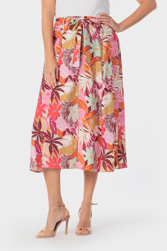Midi rok met tropische print