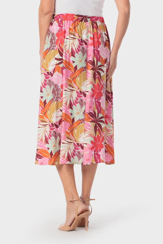 Midi rok met tropische print
