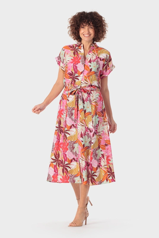 Midi rok met tropische print