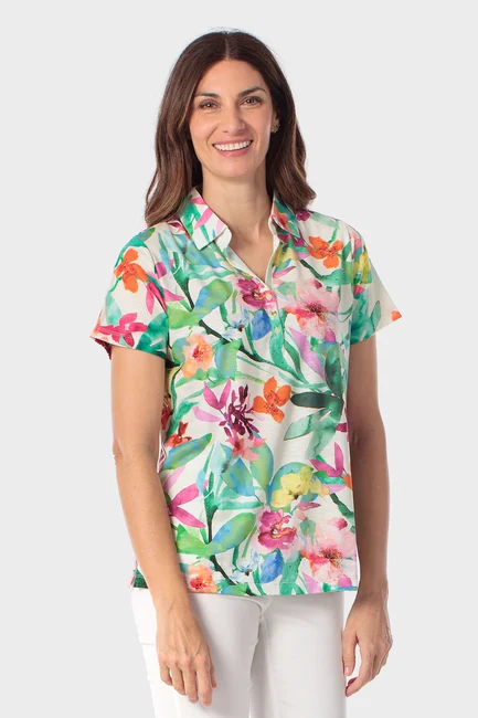 Polo met kleurrijke bloemenprint