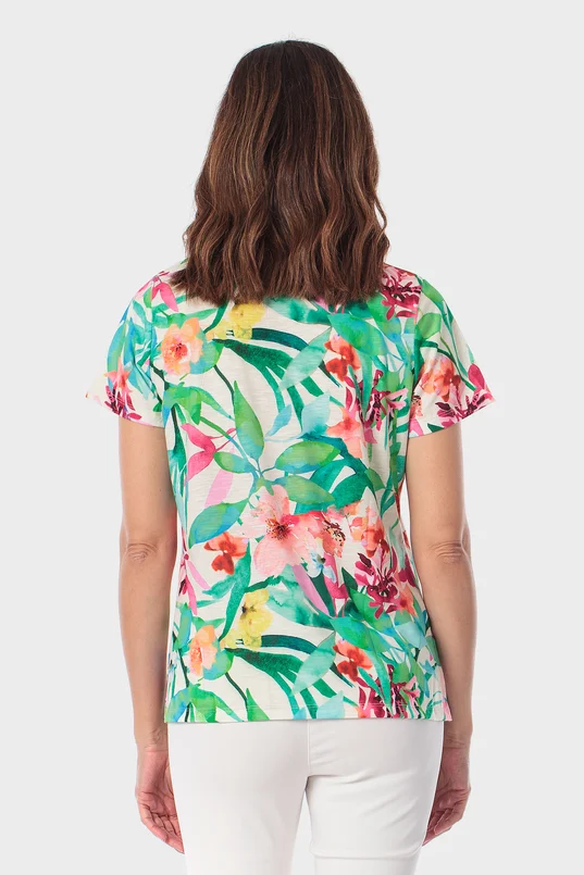 Polo met kleurrijke bloemenprint