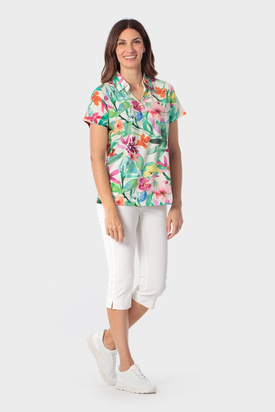 Polo met kleurrijke bloemenprint