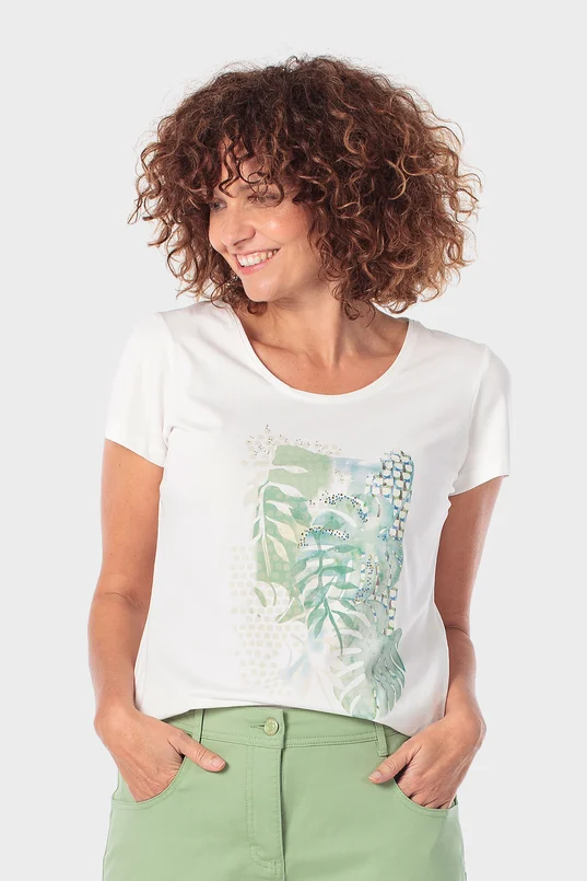 T-shirt met tropische print
