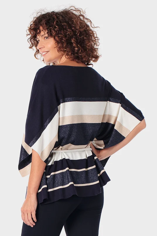 Top met streepdessin en taillekoord