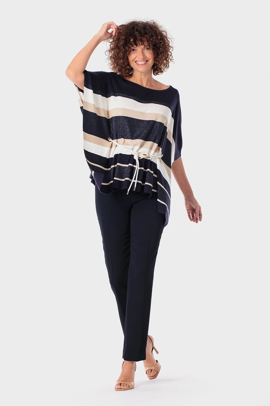 Top met streepdessin en taillekoord
