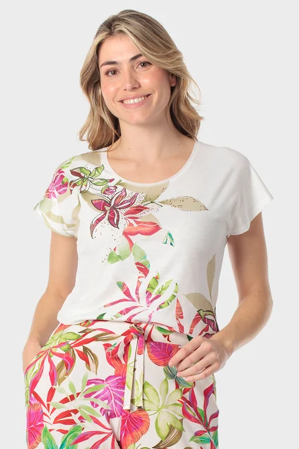 Tropical print top
