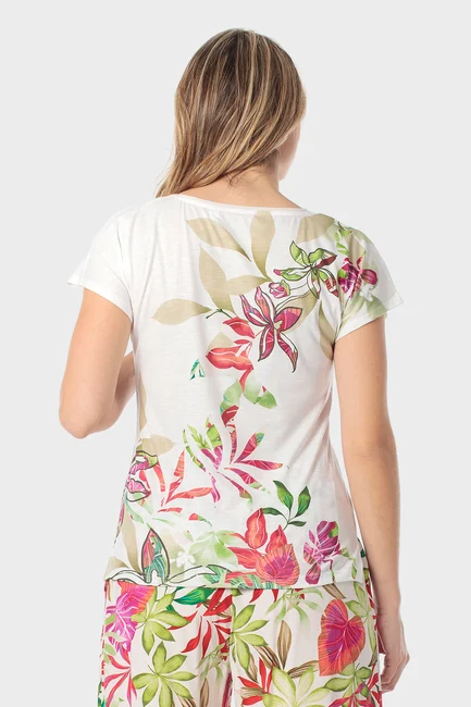 Tropical print top