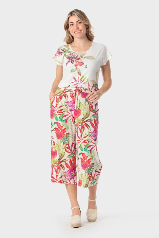 Tropical print top