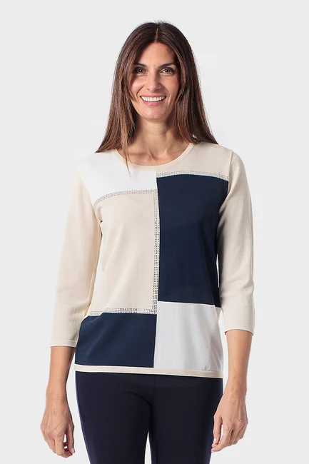 Trui met colourblock dessin
