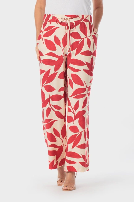 Wide leg broek met bladprint