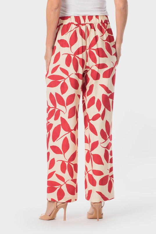 Wide leg broek met bladprint